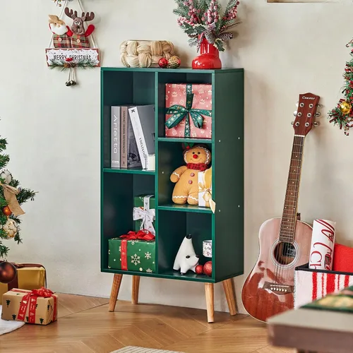 Vista 72 de LEYAOYAO Estantería de 5 cubos de 3 niveles con patas, estante negro menta para libros para niños, bonito organizador de almacenamiento, estantes