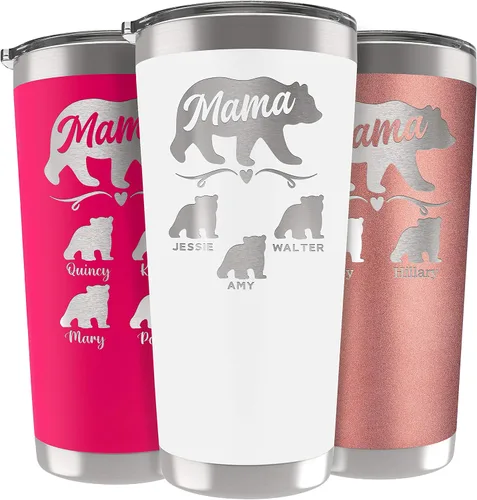 Vista 12 de Vaso de Mamá Oso, vaso personalizado para mamá Oro Rosa