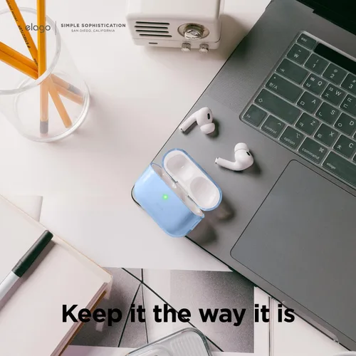 Vista 3 de elago Funda transparente compatible con AirPods Pro de 2ª generación, compatible con AirPods Pro 2, funda protectora, a prueba de golpes, carga Azul