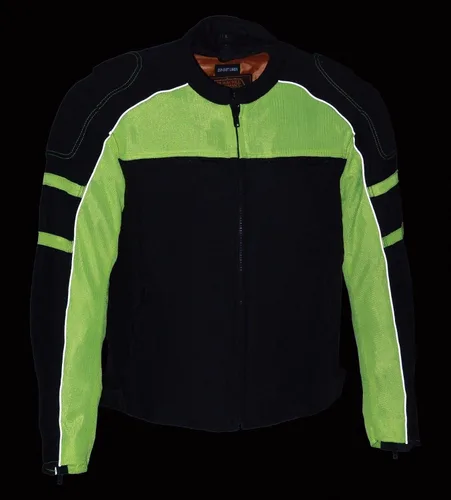 Vista 5 de De los hombres moto negro/verde malla chamarra de montar w/chaqueta Lluvia extraíble Liner Regular), s, Regular