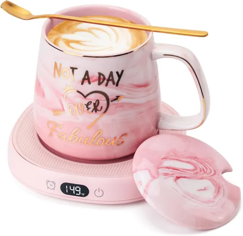 Vista 12 de Juego de Taza de Café Calentador y Eres Increíble, Calentador de Tazas Eléctrico para Escritorio, Calentador de Bebidas con 4 Ajustes