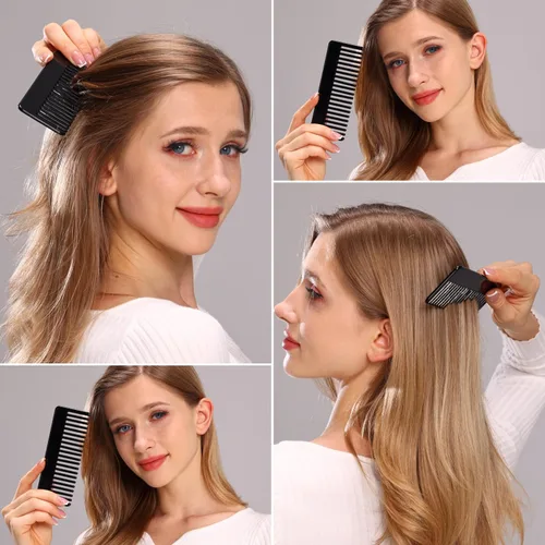 Vista 5 de Peine de dientes anchos, peine desenredante grande, peine desenredante de celulosa para cabello grueso, rizado, ondulado, húmedo y seco, paquete