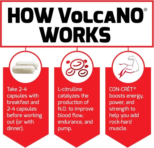 Vista 5 de Force Factor Volcano Pre-Entrenamiento Suplemento de Óxido Nítrico Booster para Hombres with Creatine and L-Citrulline to Help Boost Nitric Oxide