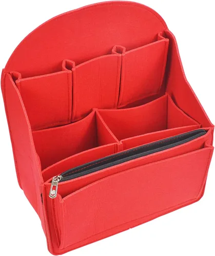 Vista 7 de Organizador de mochila de fieltro, organizador de bolso para hombres y mujeres, mochila mochila bolso de hombro (rojo, grande)