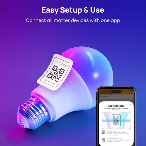Vista 9 de Consciot Bombillas inteligentes, bombillas LED A19 E26 que cambian de color, WiFi y Bluetooth, certificado Matter, funciona con Alexa, Google Home