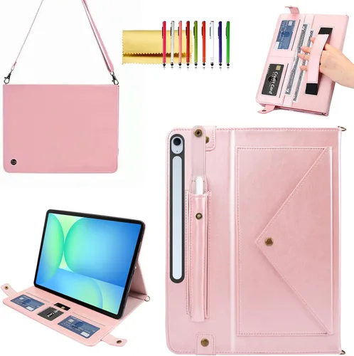 Vista 65 de Bolso Funda para Samsung Galaxy Tab S10 FE/S9 FE 10.9"/S9/S8/S7 11", Techcircle Folio con Soporte Cruzado, Billetera con Ranura para Lápiz S Pen