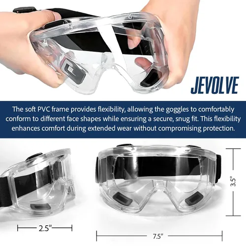 Vista 7 de Gafas de seguridad protectoras antivaho con lente transparente Visión amplia con diadema elástica ajustable perfecta para senderismo, surf, gafas