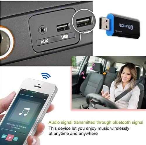 Vista 5 de Adaptador receptor Bluetooth USB, adaptador de audio inalámbrico, kit de receptor de música para automóvil, adaptador Bluetooth