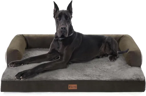 Vista 19 de Cama ortopédica para perros extragrandes, cama de espuma XL con forma de caja de huevos impermeable con lados 45x35 pulgadas, cama de sofá