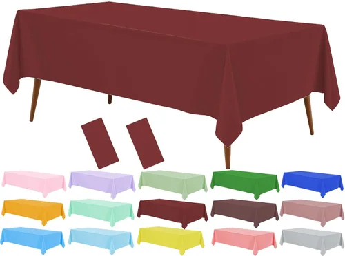 Vista 27 de Mantel de plástico crema, paquete de 2 manteles desechables color blanco hueso, mantel de 54 x 108 pulgadas para mesa rectangular, manteles