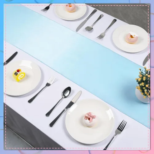 Vista 7 de Jspupifip - 12 caminos de mesa de satén de 11 x 72 pulgadas para baby shower, revelación de género, Año Nuevo, Día de San Valentín, banquete