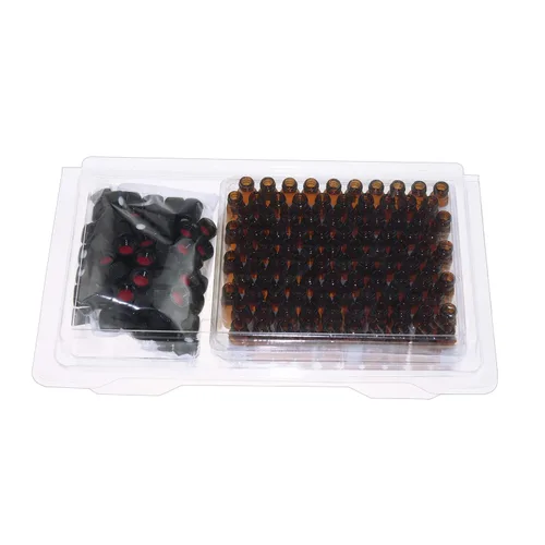 Vista 6 de ALWSCI Vial de HPLC de 0.31 fl oz y 0.315 pulgadas, vial de muestras de borosilicato con graduación, vial roscado de rosca tipo 8-425, tapón