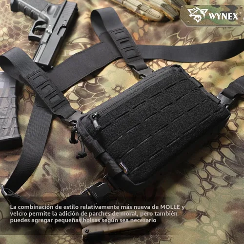 Vista 8 de WYNEX Chaleco Táctico para Hombres, Bolsa de Pecho para Correr con Bucle Frontal Chalecos Recon para Caza al Aire Libre EDC Running Chest Bag with