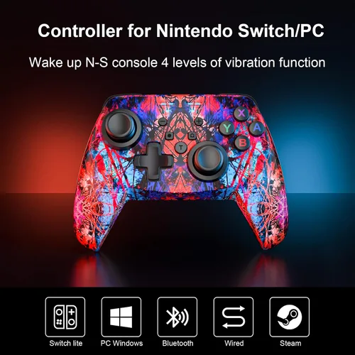 Vista 2 de Wireless Controller for Nintendo SwitchLiteSwitch OLED, Gaming Pro Controller Compatible PC with Wake-Up, Wireless Gamepad with 6-Axis Gyroscope
