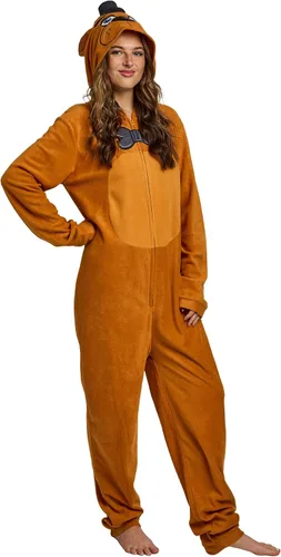 Vista 6 de Bioworld Five Nights At Freddy's Freddy Fazbear - Disfraz de mameluco con capucha para adulto