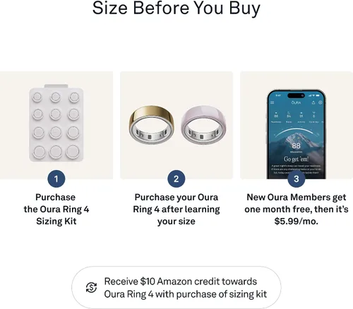 Vista 2 de Oura - Kit de medición de tallas para anillo Oura Ring 4, mide el tamaño antes de comprar, tallas únicas