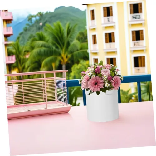 Vista 5 de MAGICLULU Caja de flores redonda de papel colorido Caja de embalaje de papel de flores Cubo de embalaje de flores redondas para fiesta de oficina