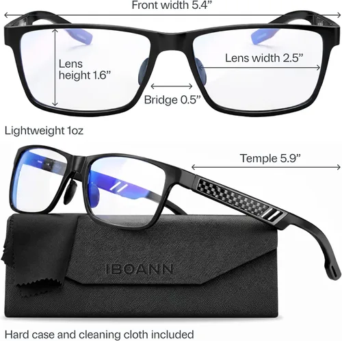 Vista 5 de IBOANN Blue Light Glasses for Men - Lightweight Al-Mg Metal, Gaming Computer Blocking Glasses, Eye Protection Anti Eyestrain
