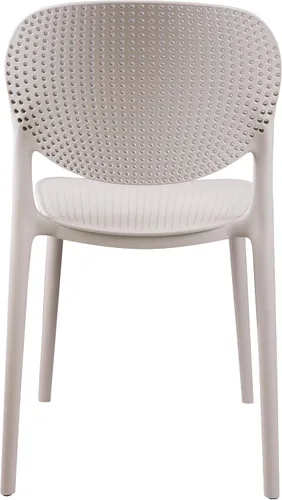 Vista 7 de CozyBlock - Silla de comedor apilable perforada de malla para interior y exterior, juego de 2 (Biege)