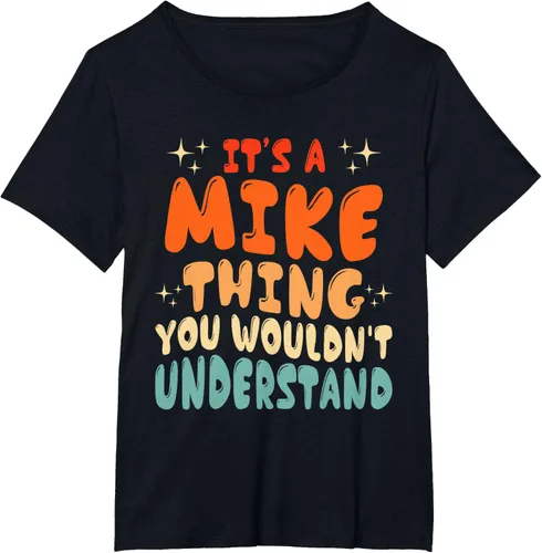 Vista 32 de Camiseta retro de los años 80 con texto en inglés "It's A Mike Thing You Wouldn't Understand", Negro