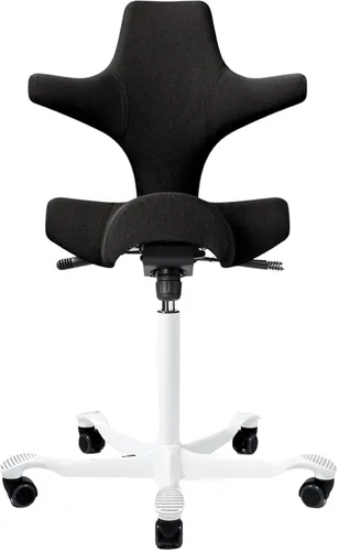 Vista 51 de HAG Capisco Sit to Stand - Silla de pie con marco blanco, tapizado, color rosa rubor Pink Blush