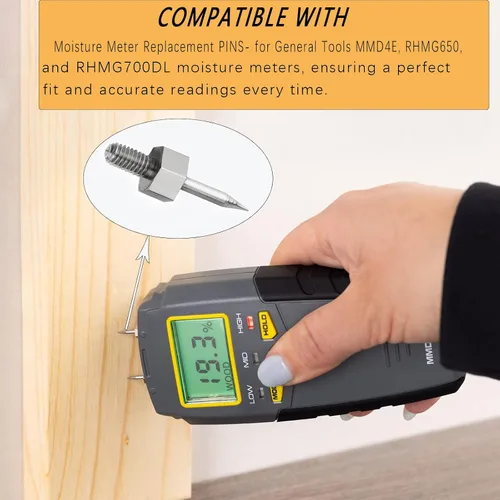 Vista 6 de Pasadores de repuesto PIN3 para medidor de humedad de rosca para General Tools MMD4E, RHMG650 y RHMG700DL accesorios para medidor de humedad