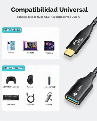 Vista 6 de PHIXERO Adaptador USB-C a USB-A, 10Gbps, compatible con MacBook, iPad Pro, Samsung Galaxy