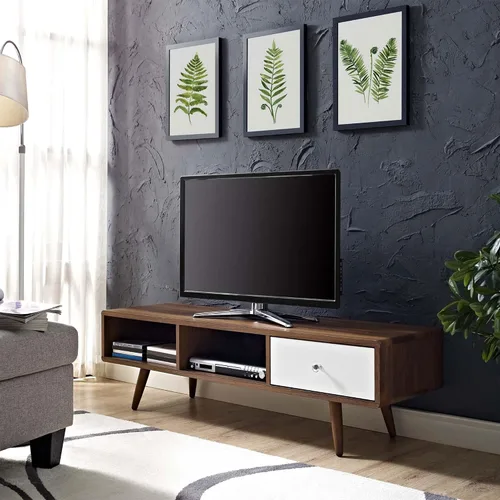 Vista 5 de Modway Transmit, soporte para TV de 55 pulgadas, color blanco nogal