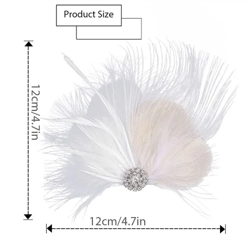 Vista 4 de Pinza para el pelo de plumas blancas de los años 20, accesorios para el cabello, tocado para mujer