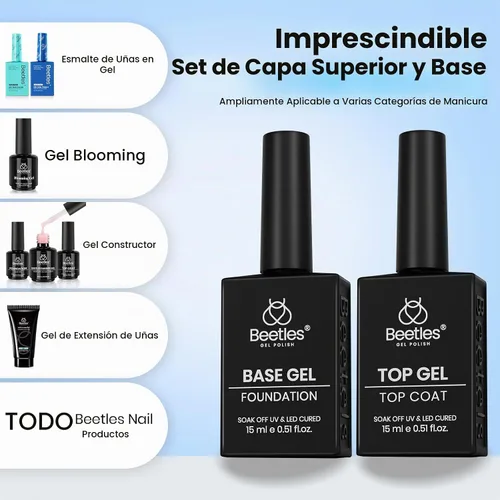 Vista 8 de Beetles - Juego de capa superior y base de gel que no se limpia para esmalte de uñas de gel 2pcs 0.5 fl oz Super Brillante y Larga Duración Soak