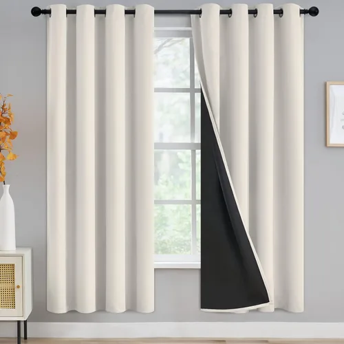 Vista 54 de Yakamok Cortinas negras, cortinas de ventana con aislamiento térmico y eficiencia energética para dormitorio, cortinas opacas completas y cortinas