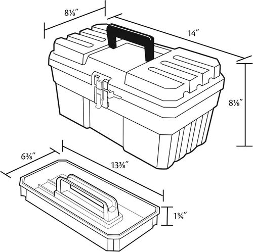 Vista 3 de Akro-Mils 09514 ProBox Caja de herramientas de plástico de 14 pulgadas para herramientas, caja de herramientas de almacenamiento para manualidades
