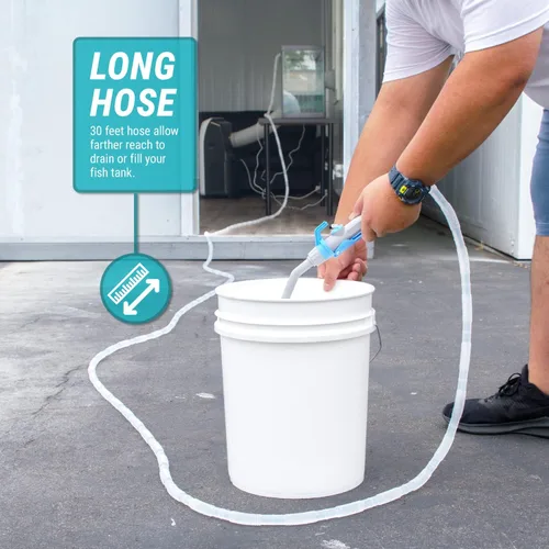 Vista 7 de TERA PUMP Limpiador de grava para acuario – Cambiador de agua eléctrico automático extraíble para tanque de peces, arandela de arena, filtro