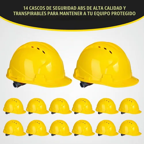 Vista 2 de Leumoi Cascos de seguridad de suspensión de 4 puntos, cascos de seguridad a granel, cascos de construcción de ABS, cascos de trinquete ajustables