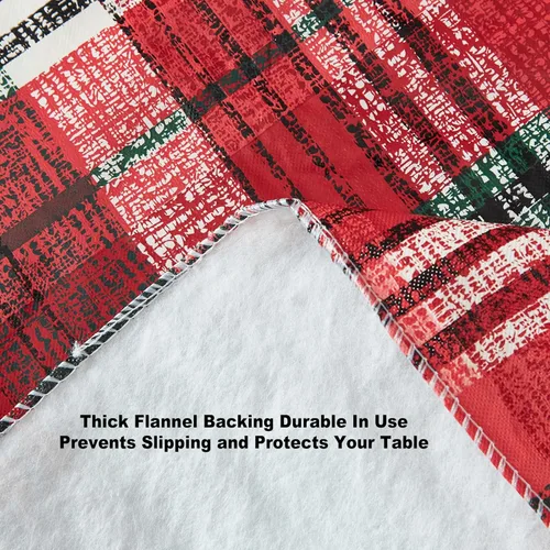 Vista 8 de Newbridge Burke - Mantel de vinilo con estampado navideño de cuadros rojos y verdes, clásico de Navidad, fácil cuidado, cuadrado de 52 x 52