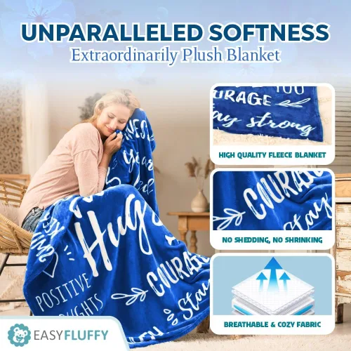 Vista 4 de EasyFluffy Manta de Recuperación para Hombres y Mujeres - Manta Curativa Súper Suave con Palabras Inspiradoras - Regalos de Pronta Recuperación
