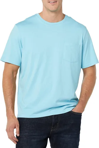 Vista 2 de Tienda Essentials Camiseta de manga corta con cuello redondo para hombre, ajuste regular, paquete de 2