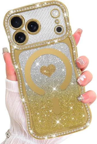 Vista 13 de AIGOMARA Funda magnética rizada para iPhone 17 para mujer, diseño de Negro