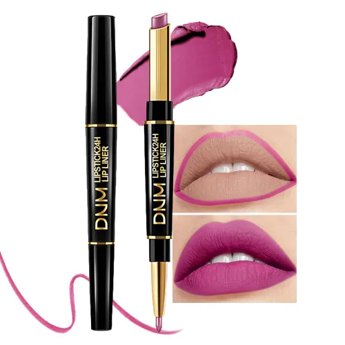 Vista 47 de evpct Juego de 1 lápiz labial y delineador de labios rojo rubí para mujer, kit mate con delineador de labios, manchas de labios duraderas