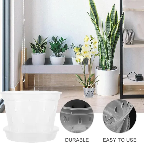 Vista 6 de Orchid Pots 2 Sets with Saucers, Plastic Root Control Planters