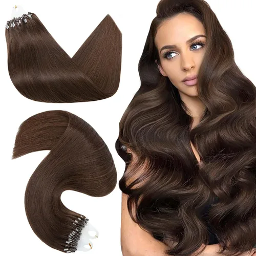 Vista 12 de Hairro Micro Loop - Extensiones de cabello humano microenlaces de microperlas de cabello Remy para mujer, reflejos degradados, fusión fría, micro