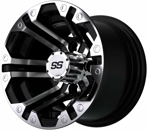 Vista 6 de GTW Specter - Rueda de carrito de golf de aluminio de 10 pulgadas Mecanizado plata/negro