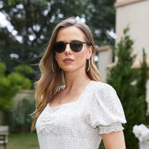Vista 2 de Fullgren Gafas de sol polarizadas de polígono de gran tamaño para mujeres y hombres, persianas vintage UV400, clásicas grandes gafas de sol de metal