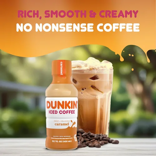 Vista 3 de Dunkin' Botella de café helado de caramelo, 13.7 onzas líquidas, paquete de 12