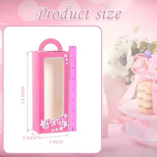 Vista 6 de LSKZJR Paquete de 18 cajas de fiesta, cajas de dulces rosadas, bolsas de regalo, bolsas de regalo, bolsas de regalo, bolsas de golosinas, caja