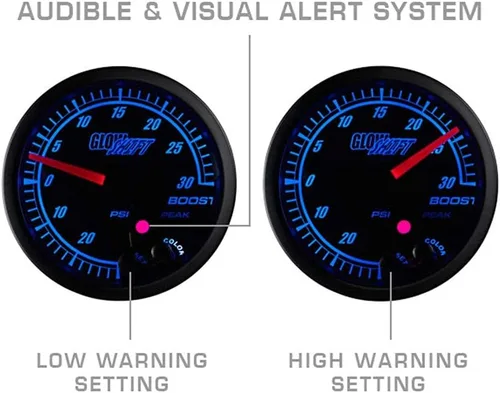 Vista 4 de GlowShift Elite - Tacómetro de 10 colores de 10,000 rpm, incluye luz de advertencia gratuita, para motores de gasolina de 1 a 10 cilindros, esfera