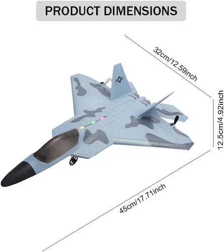 Vista 8 de Avión RC F22 Raptor Modelo 4CH 3D/6G Avión RC para adultos y principiantes 2.4Ghz RC Fighter Jet con luz LED Avión de control remoto al aire libre