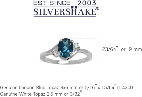 Vista 2 de Silvershake Anillo de compromiso de plata de ley 925 chapada en oro blanco ovalado de 0.315x0.236 in