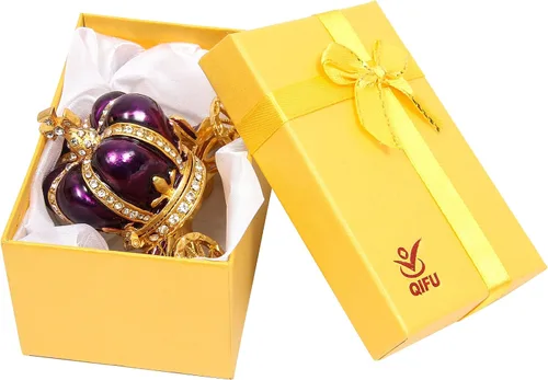 Vista 7 de QIFU Caja de joyería con forma de carruaje de calabaza esmaltado pintado a mano con bisagras - Regalo único para la familia Carro 1 Púrpura