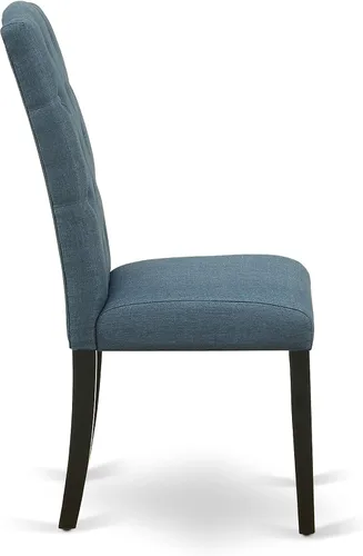Vista 10 de East West Furniture DLCE3-BLK-21 - Juego de mesa de comedor de 3 piezas que contiene una mesa de comedor redonda con gotas y 2 sillas tapizadas